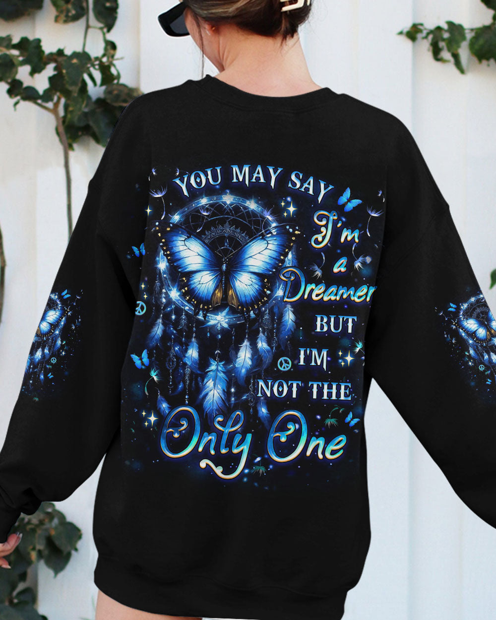 Im a Dreamer but Im not the Only One Blue Dreamcatche Butterfly AOP Shirts _3_ Atx4w