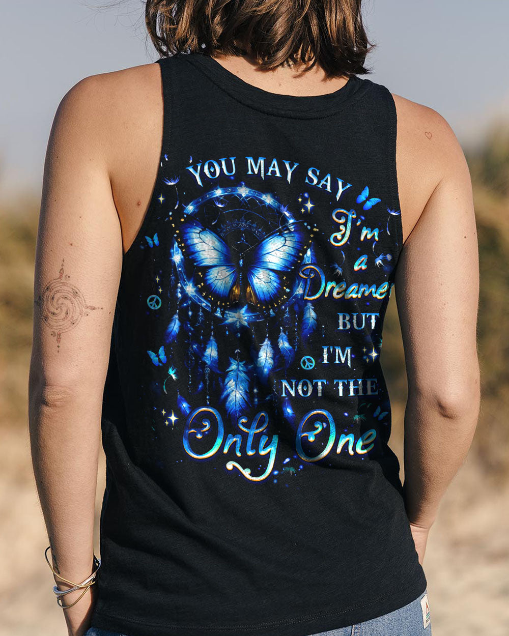 Im a Dreamer but Im not the Only One Blue Dreamcatche Butterfly AOP Shirts _7_ Z9ZhL