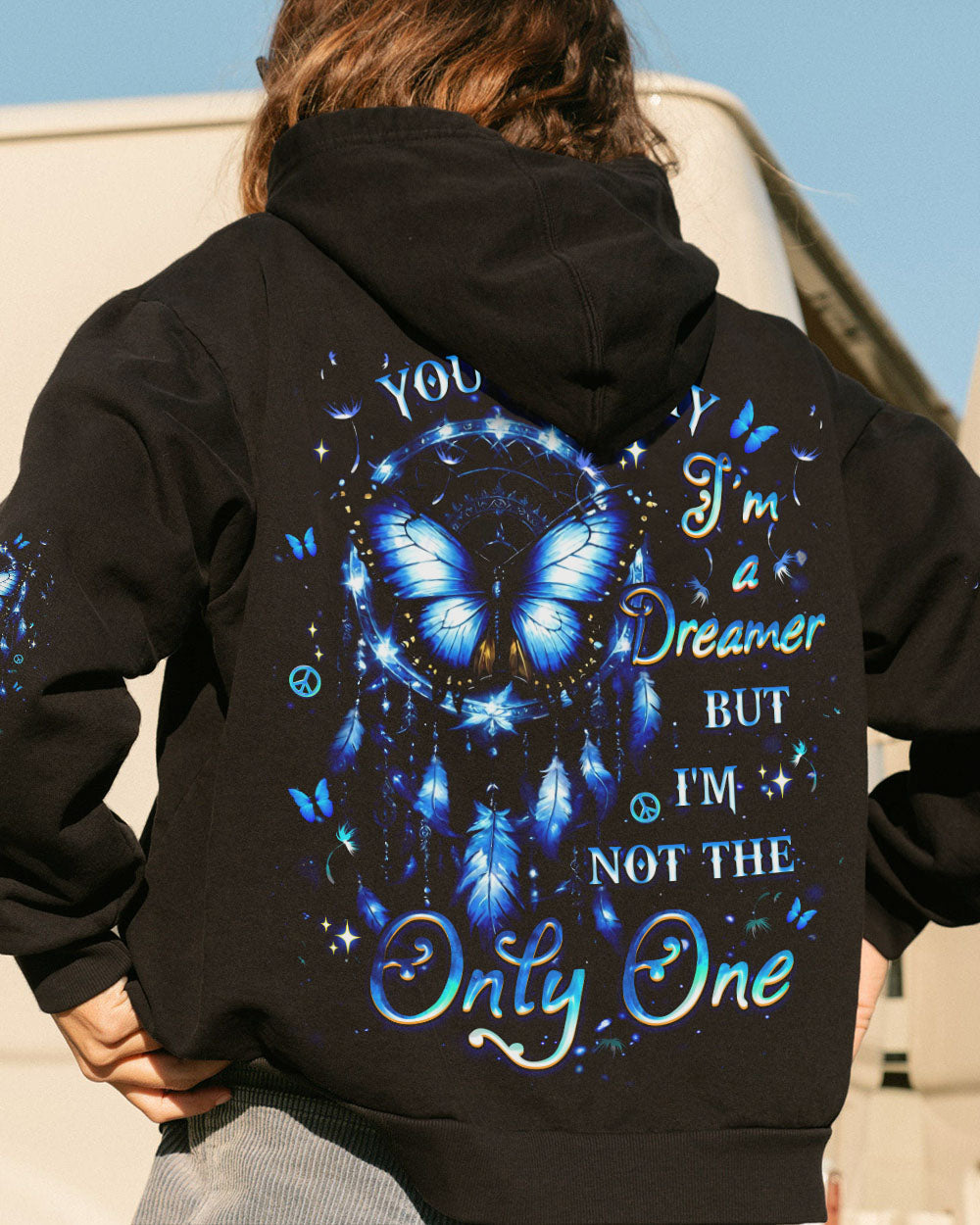 Im a Dreamer but Im not the Only One Blue Dreamcatche Butterfly AOP Shirts _8_ xZ66t