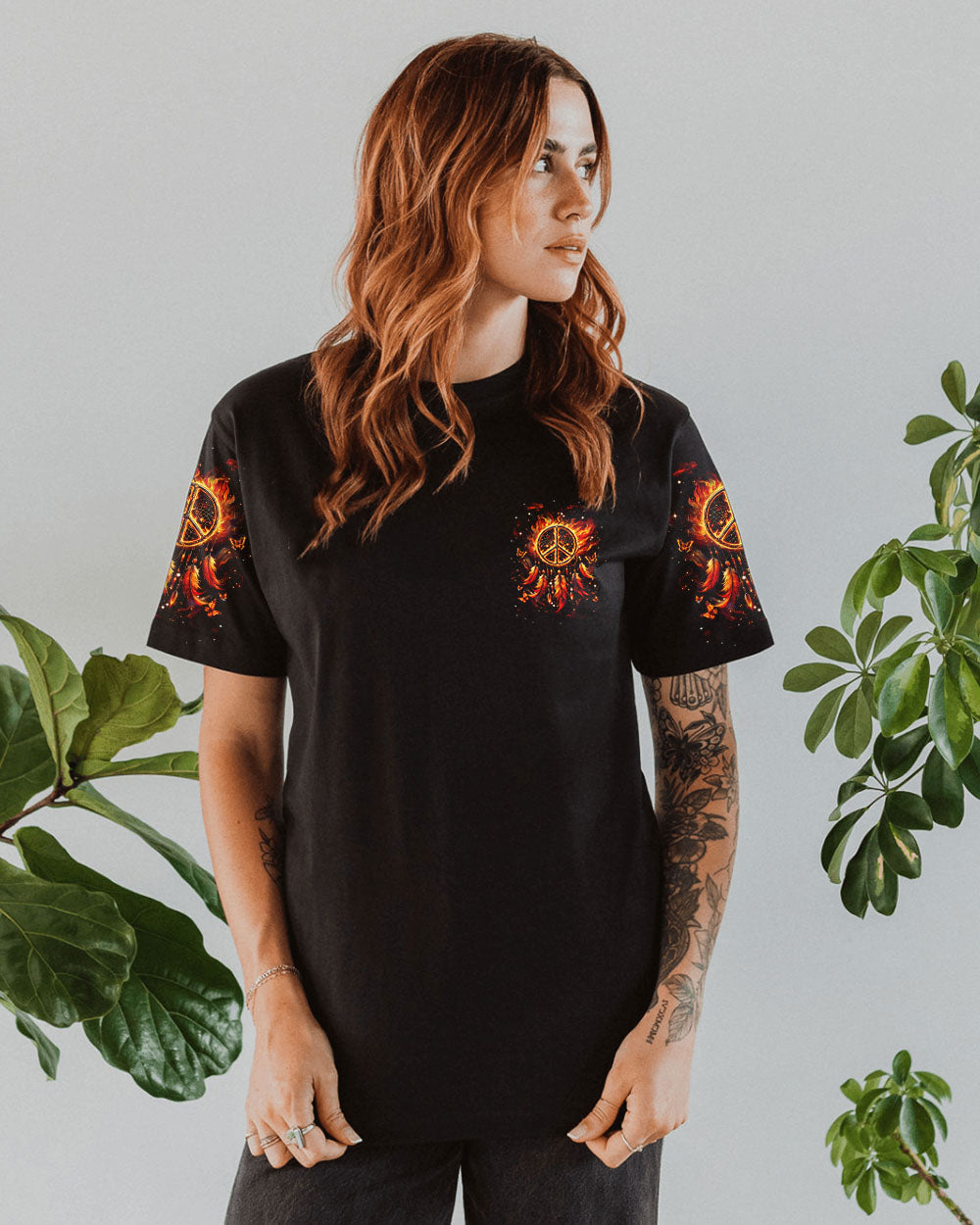 Im a Dreamer but Im not the Only One Hippie Fire Feather Inspirational AOP Shirts _9_ WxK4L