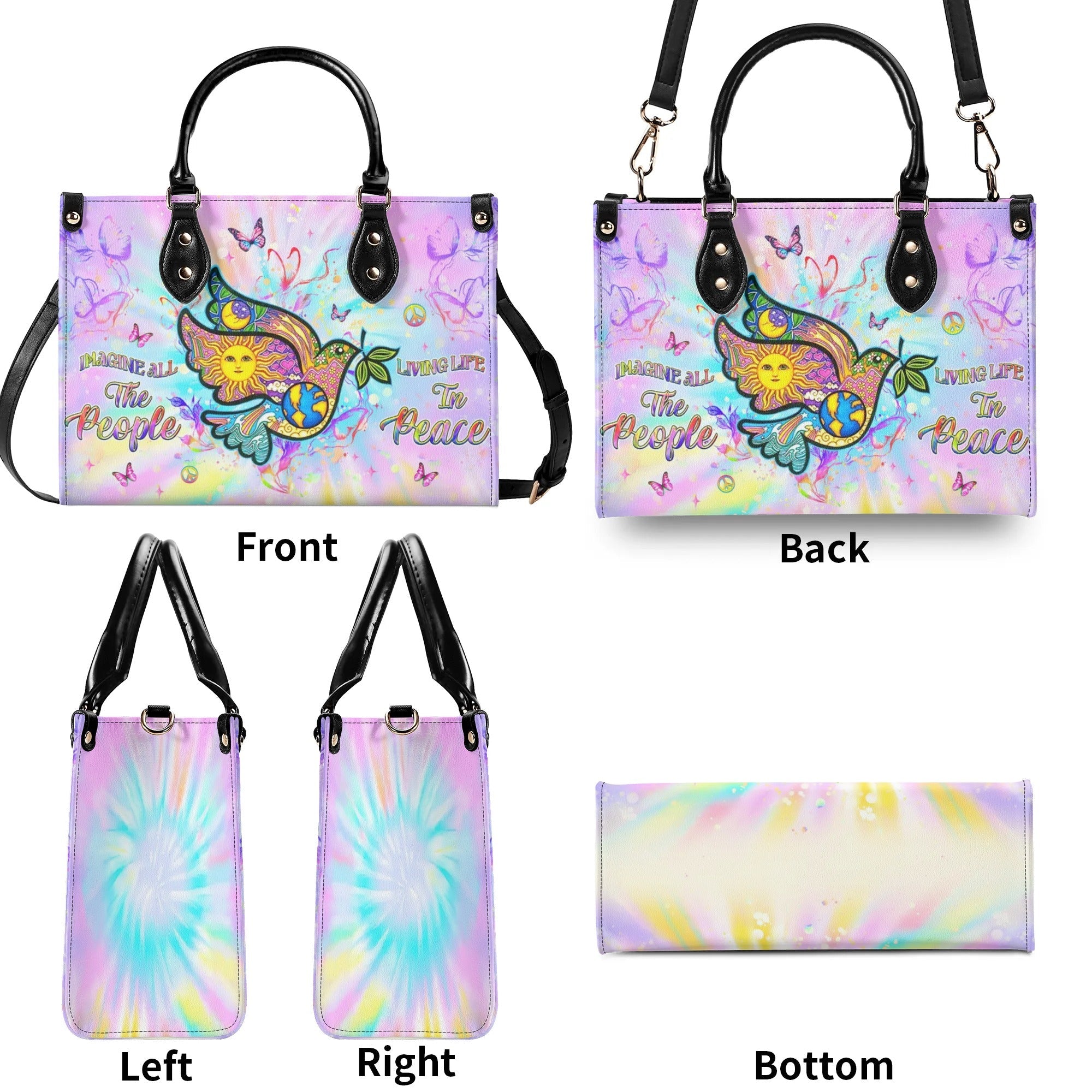 Imagine All The People Living Life In Peace Dove Hippie Leather Bag Gift for Women _8_ lt4Kt