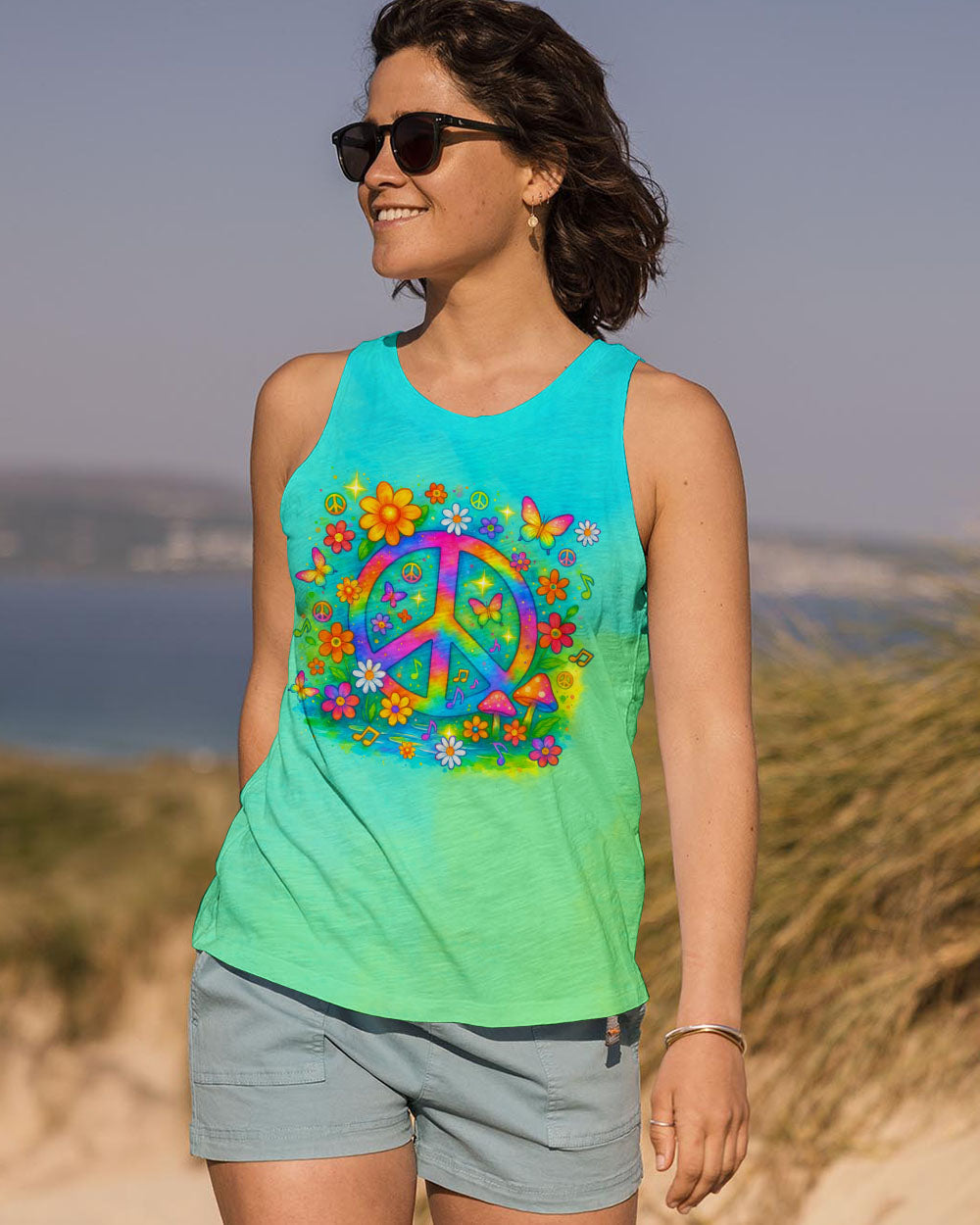 Imagine All The People Living Life In Peace Retro Hippie Peace Symbol AOP Shirts _5_ fovQi