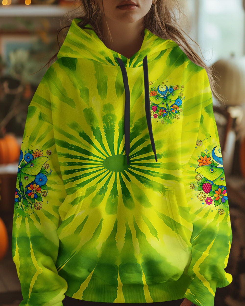 Imagine All The People Living Life in Peace Butterfly Peace Green Tie Dye Design AOP Shirts _6_ FZcKz