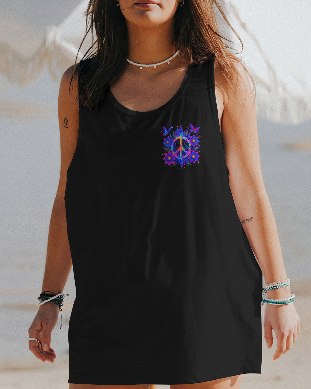 Imagine All The People Living Life in Peace Neon Colorful Peace Design for Women AOP Shirt _12_ yxKMm