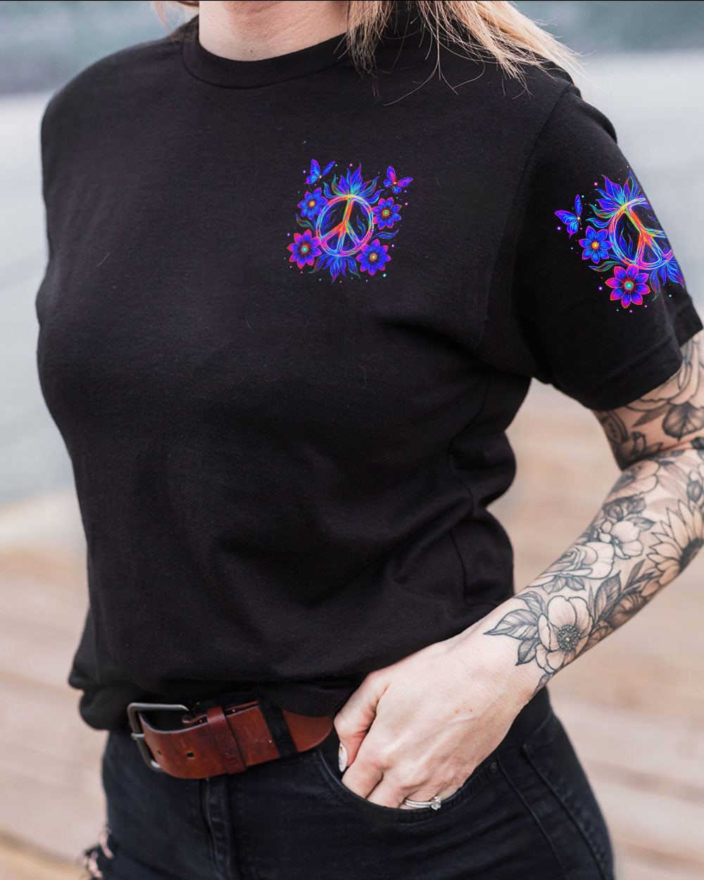 Imagine All The People Living Life in Peace Neon Colorful Peace Design for Women AOP Shirt _2_ Zwlnk