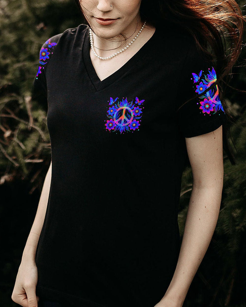 Imagine All The People Living Life in Peace Neon Colorful Peace Design for Women AOP Shirt _4_ Zvem6