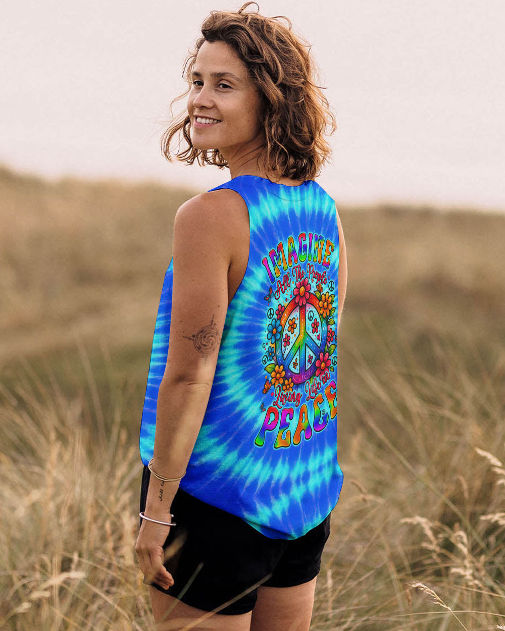 Imagine All The People Living Life in Peace Peace Symbol Bright Tie Dye AOP Shirts _14_ mDBXp