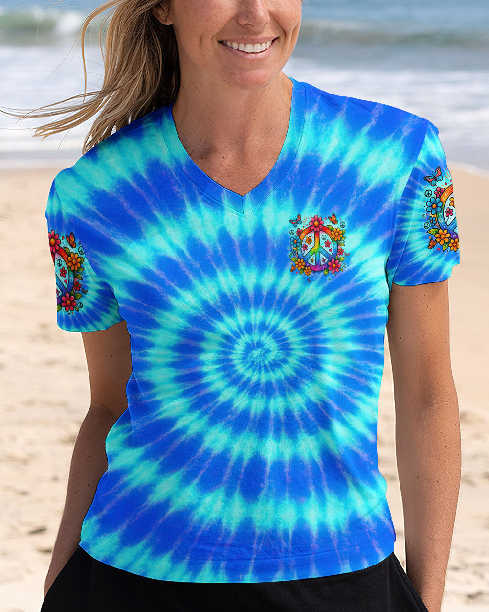 Imagine All The People Living Life in Peace Peace Symbol Bright Tie Dye AOP Shirts _5_ 2GzLP