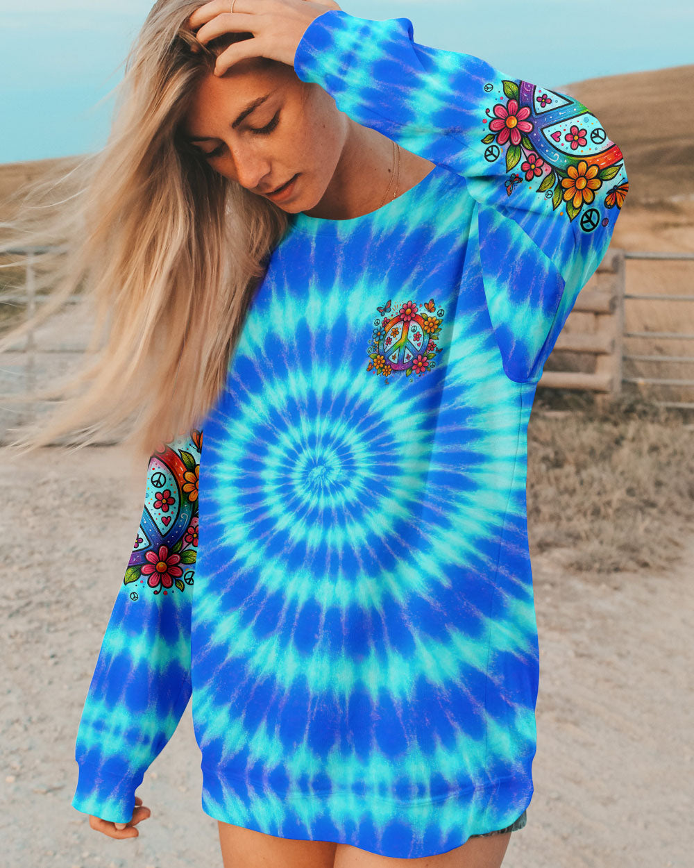 Imagine All The People Living Life in Peace Peace Symbol Bright Tie Dye AOP Shirts _9_ Z11EY