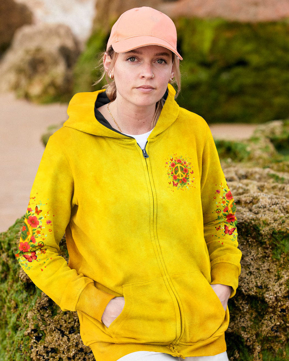 Imagine All The People Living Life in Peace Peace Symbol with Flower Design for Women AOP Shirts _11_ JvQMK