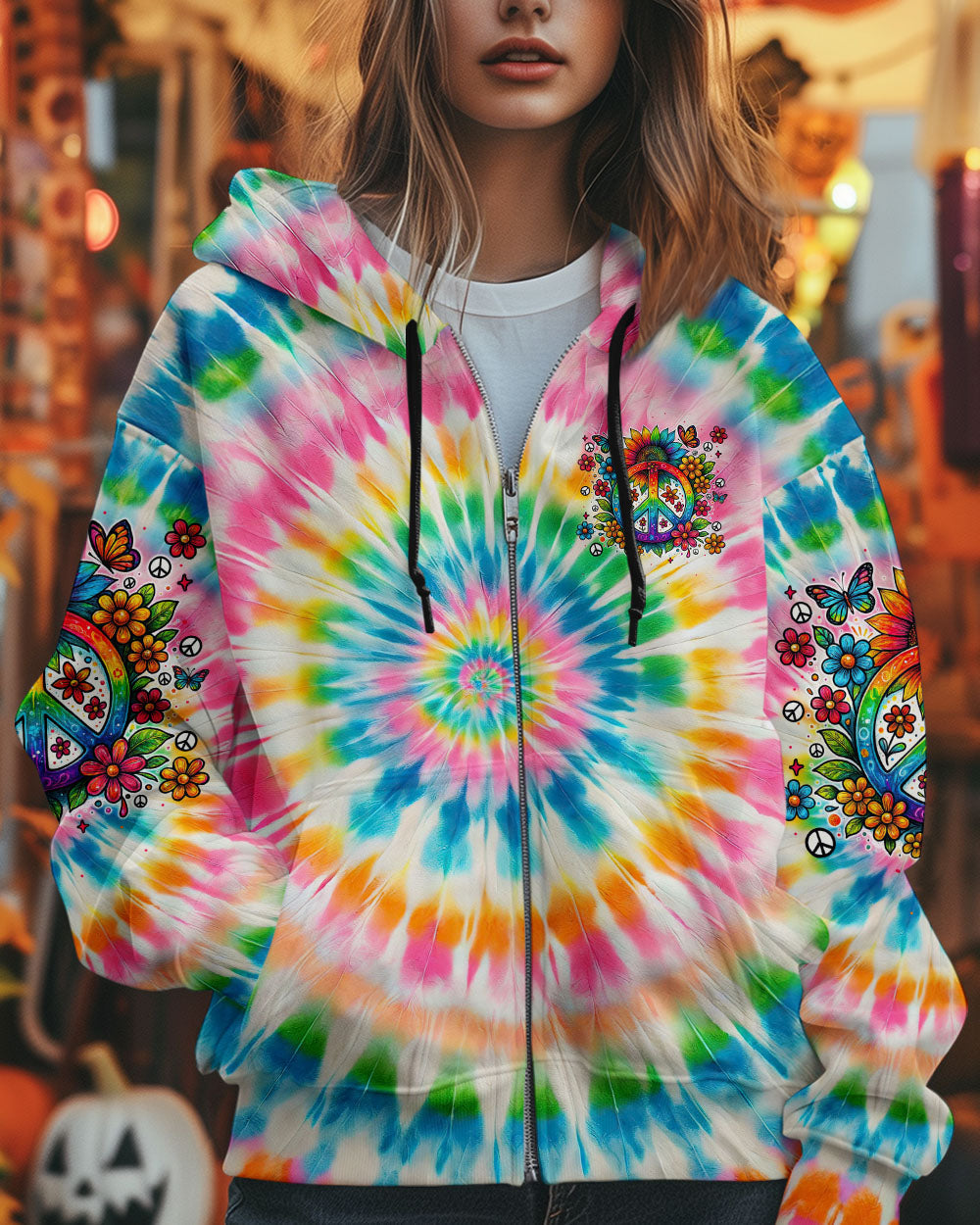 Imagine All The People Living Life in Peace Sunflower and Peace Symbol Tie Dye Design AOP Shirts _10_ RN678