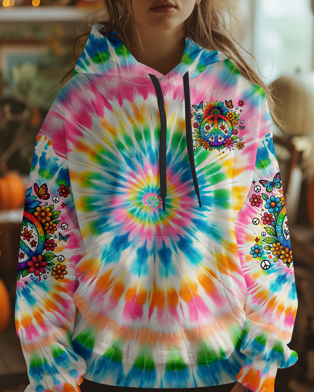 Imagine All The People Living Life in Peace Sunflower and Peace Symbol Tie Dye Design AOP Shirts _6_ ZYWbn