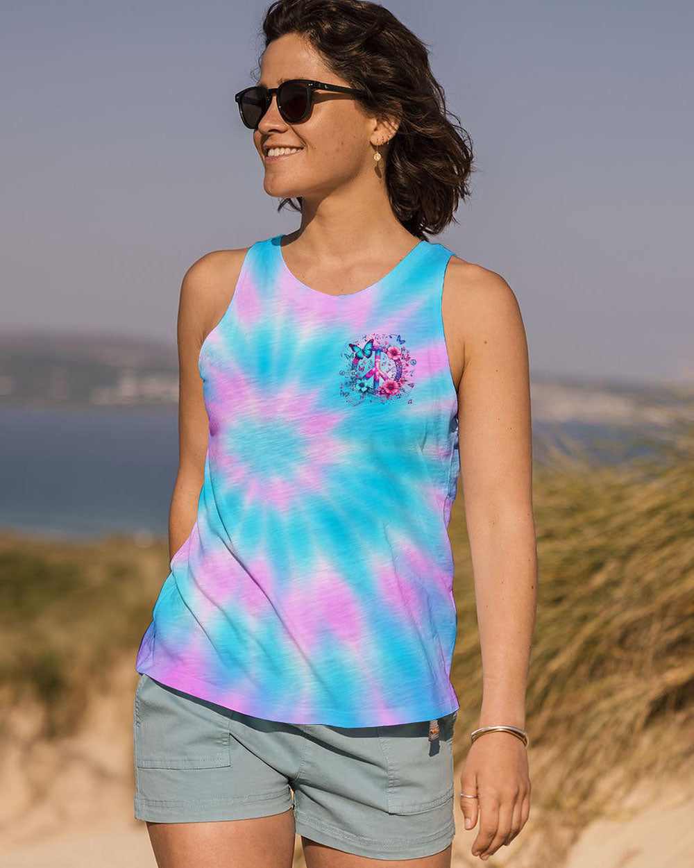 Imagine All The People Living Life in Peace Tie Dye Peace Symbol Design for Women AOP Shirts _12_ Xdt85