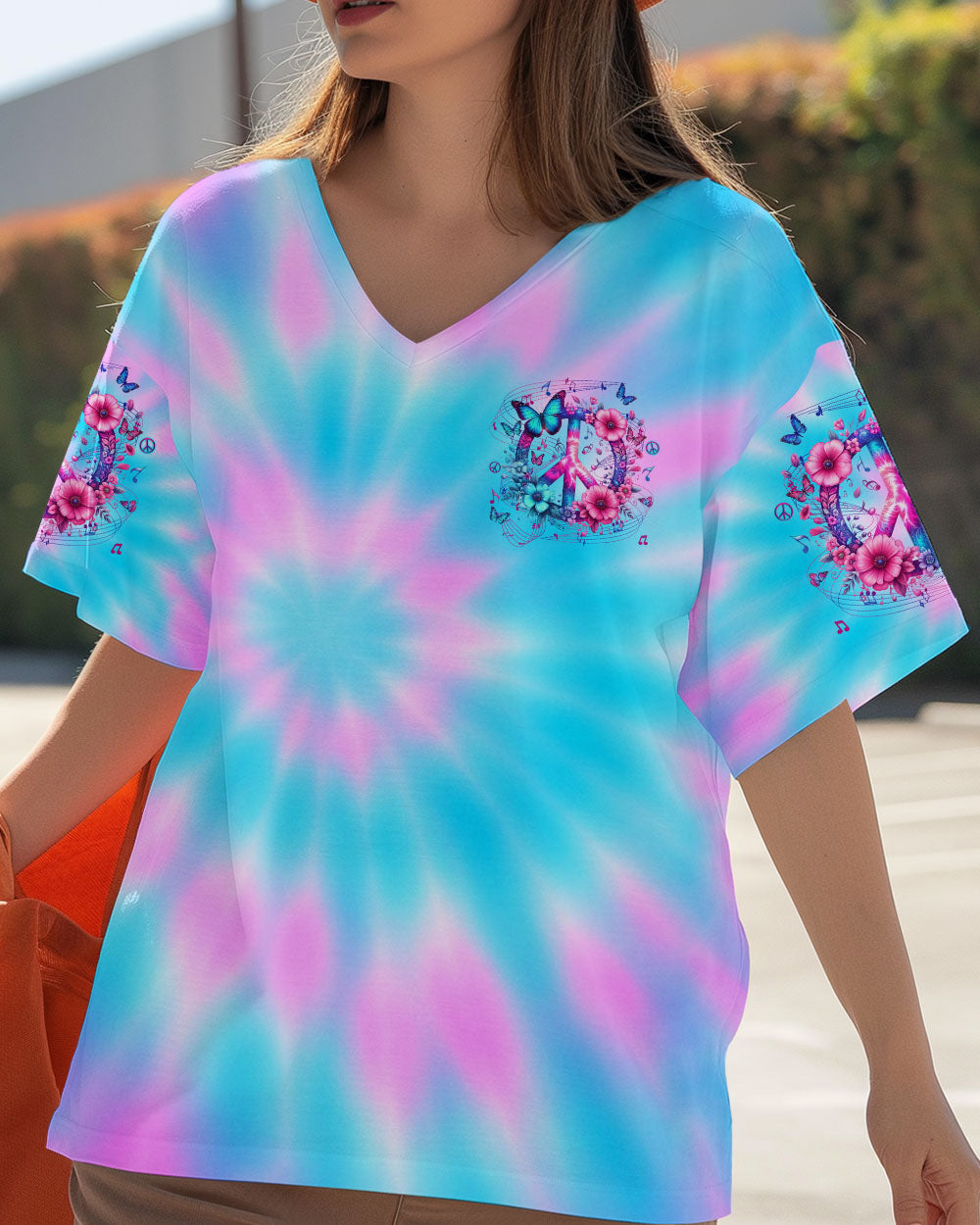 Imagine All The People Living Life in Peace Tie Dye Peace Symbol Design for Women AOP Shirts _4_ jASXH