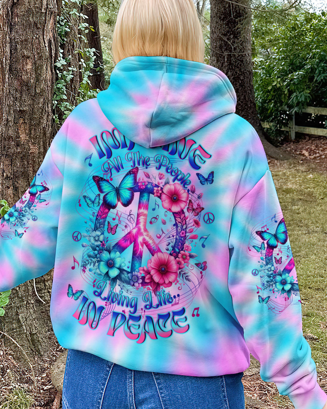 Imagine All The People Living Life in Peace Tie Dye Peace Symbol Design for Women AOP Shirts _7_ 9KzlG