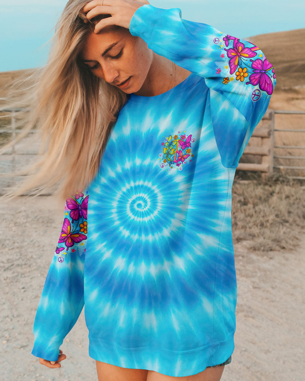 Imagine All The People Living Life in Peace Tie Dye Peace Symbol _26 Butterfly AOP Shirts _8_ XjjgE