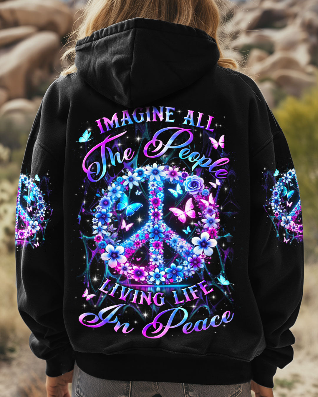 Imagine All the People Living Life in Peace Hippie Peace Symbol AOP Shirts _3_ HC5sZ