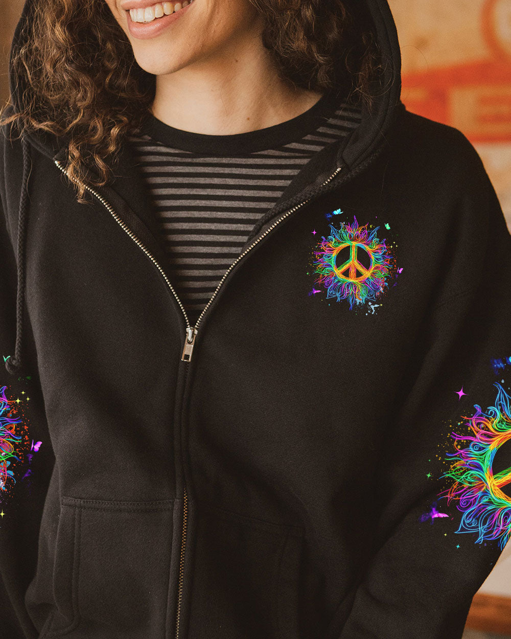 Imagine All the People Living Life in Peace Neon Peace Symbol Hippie Style AOP Shirts _10_ HIx1d