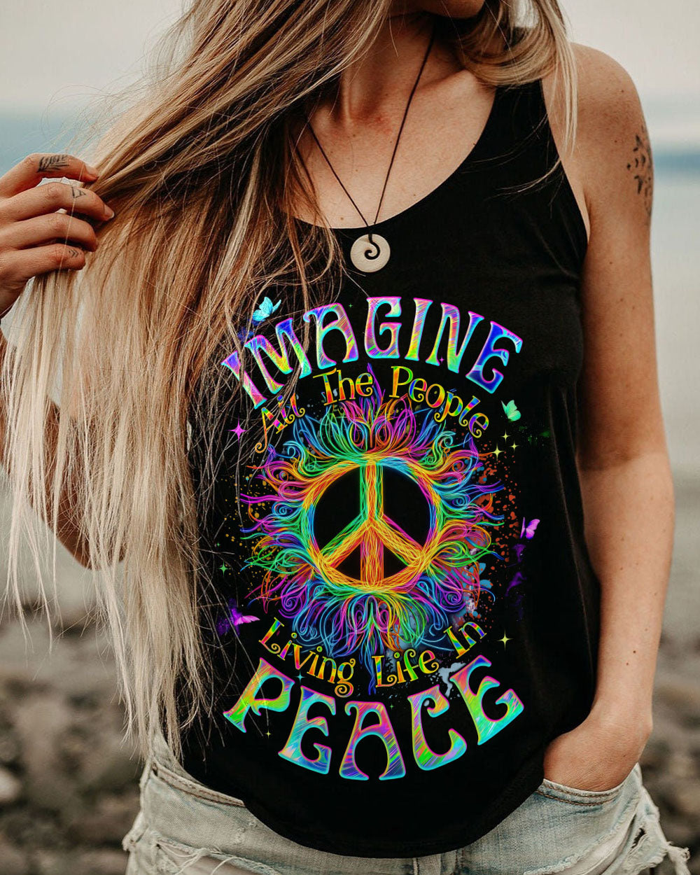 Imagine All the People Living Life in Peace Neon Peace Symbol Hippie Style AOP Shirts _11_ 61eeU