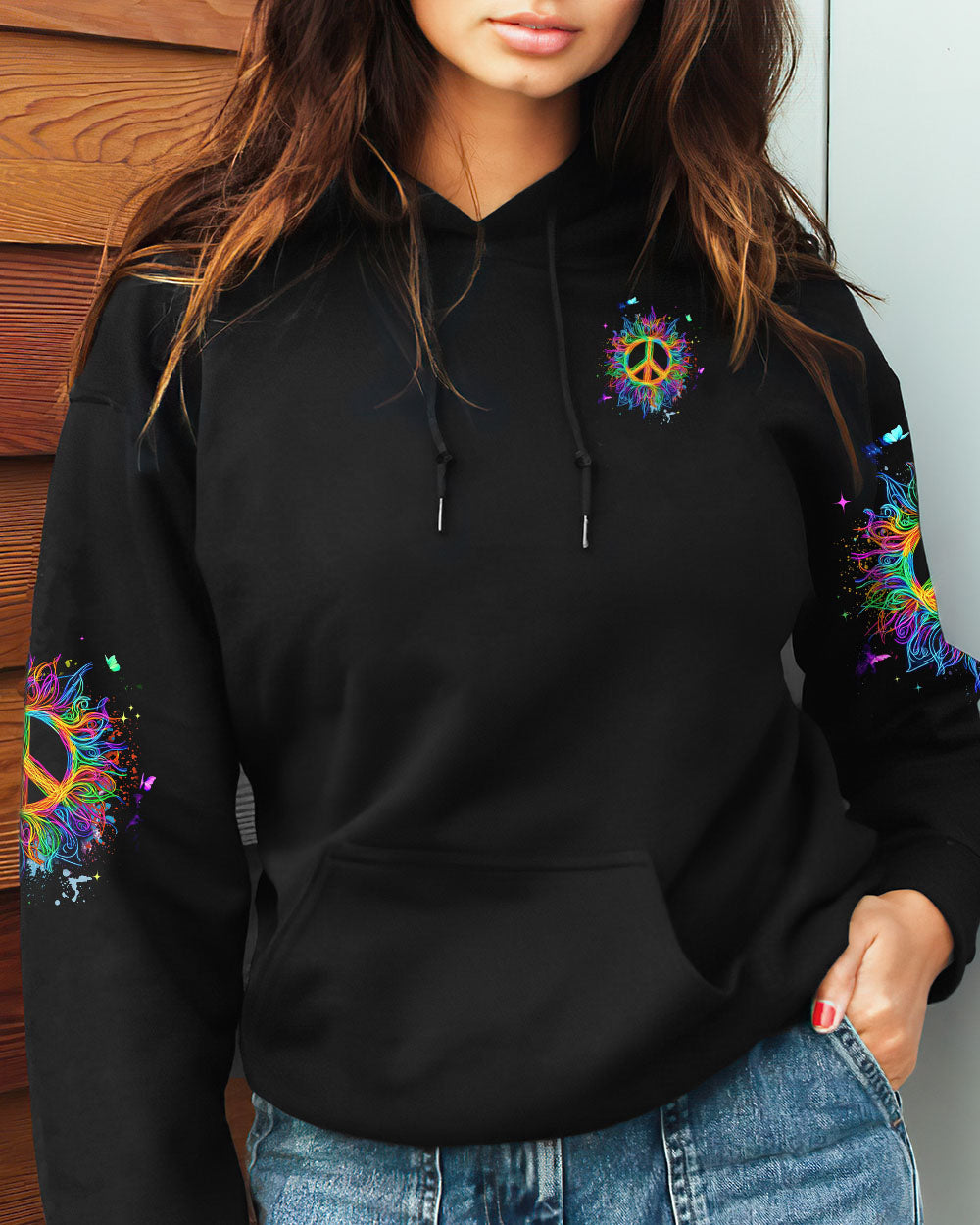 Imagine All the People Living Life in Peace Neon Peace Symbol Hippie Style AOP Shirts _6_ nF2yl