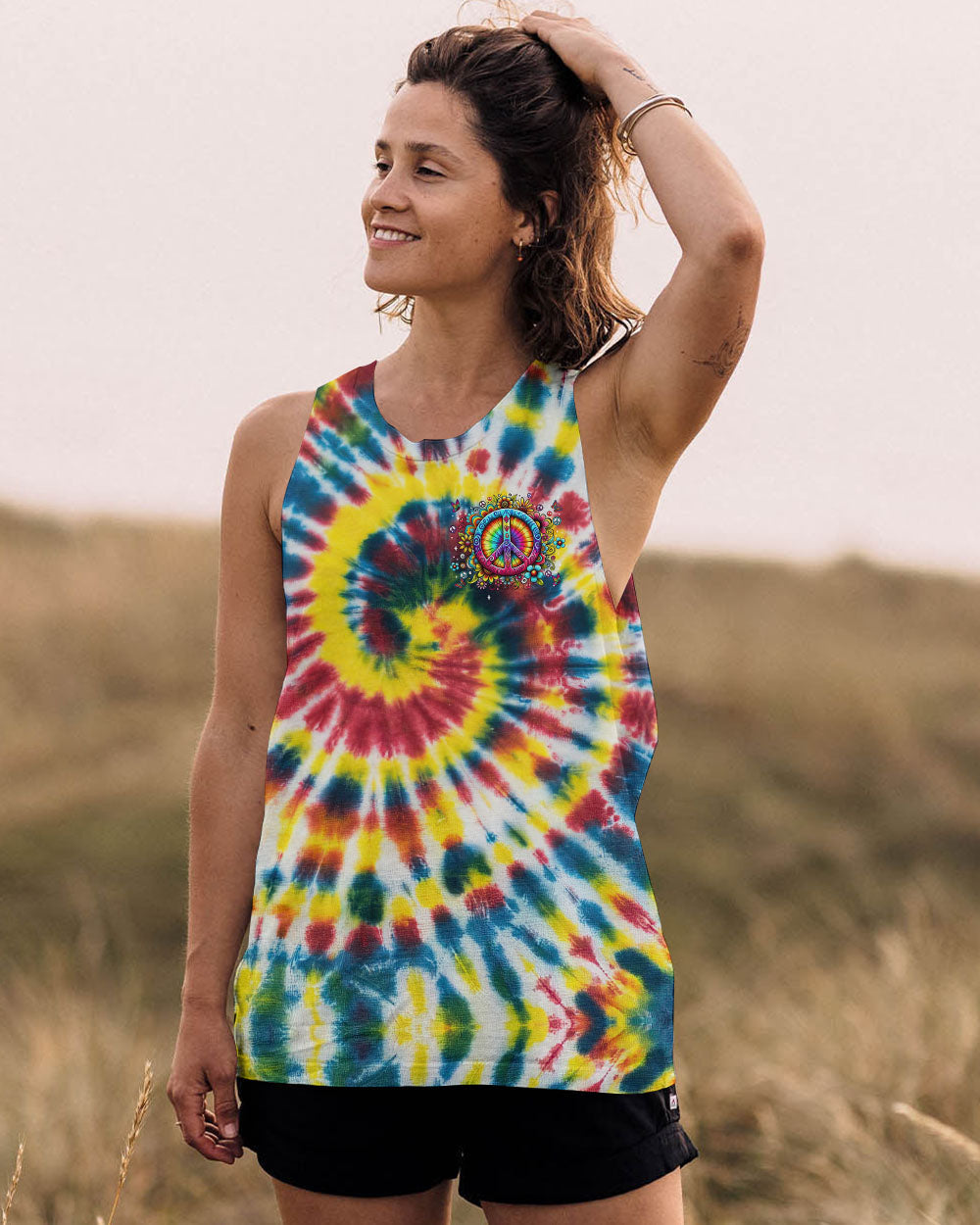 Imagine All the People Living Life in Peace Tie Dye Hippie Colorful AOP Shir _12_ CHTz1