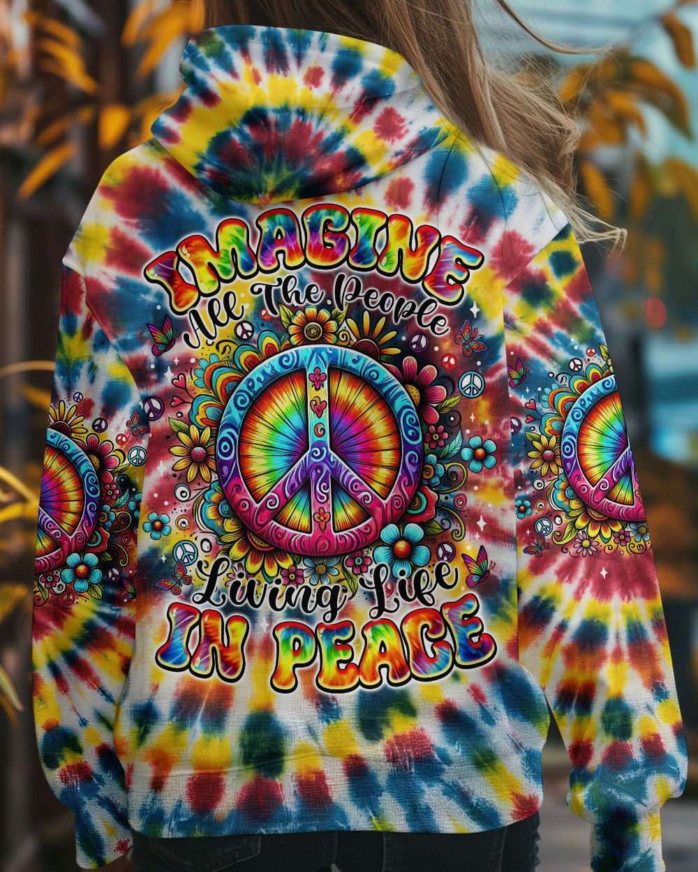 Imagine All the People Living Life in Peace Tie Dye Hippie Colorful AOP Shir _7_ jgp43
