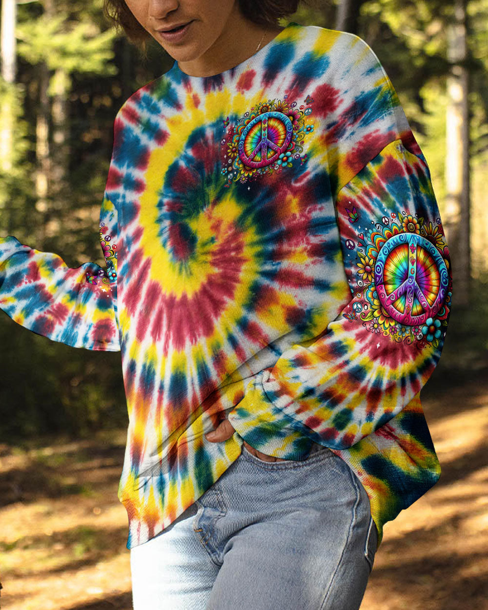 Imagine All the People Living Life in Peace Tie Dye Hippie Colorful AOP Shir _8_ S3Ajp