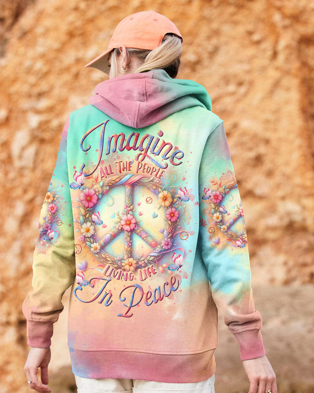 Imagine All the People Living Life in Peace Tie Dye Hippie Floral Peace Symbol AOP Shirts _11_ eSt7h