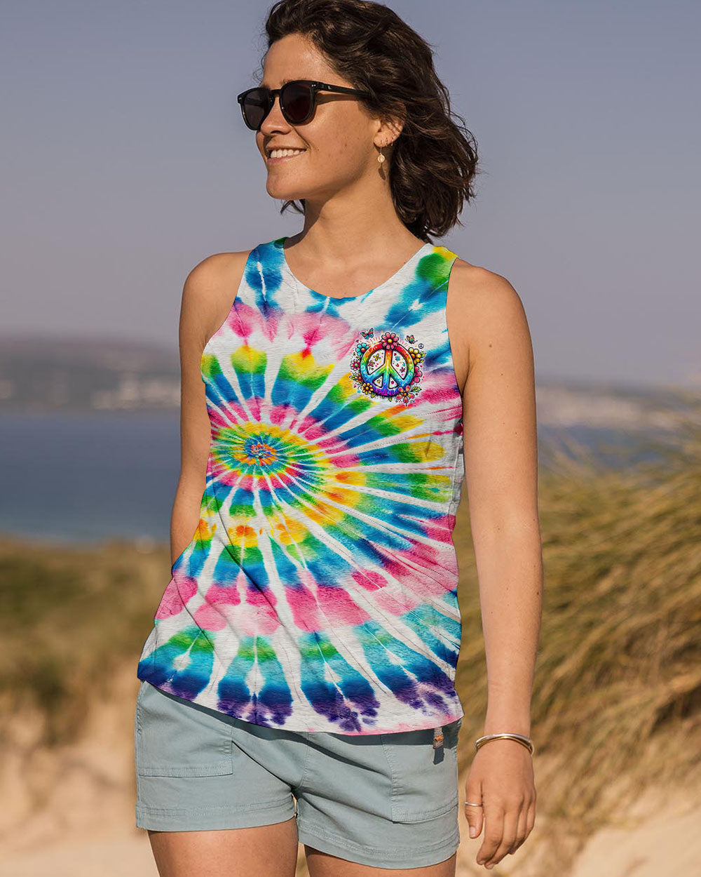 Imagine All the People Living Life in Peace Tie Dye Peace Sign Rainbow Hippie AOP Shirts _12_ 0zMma