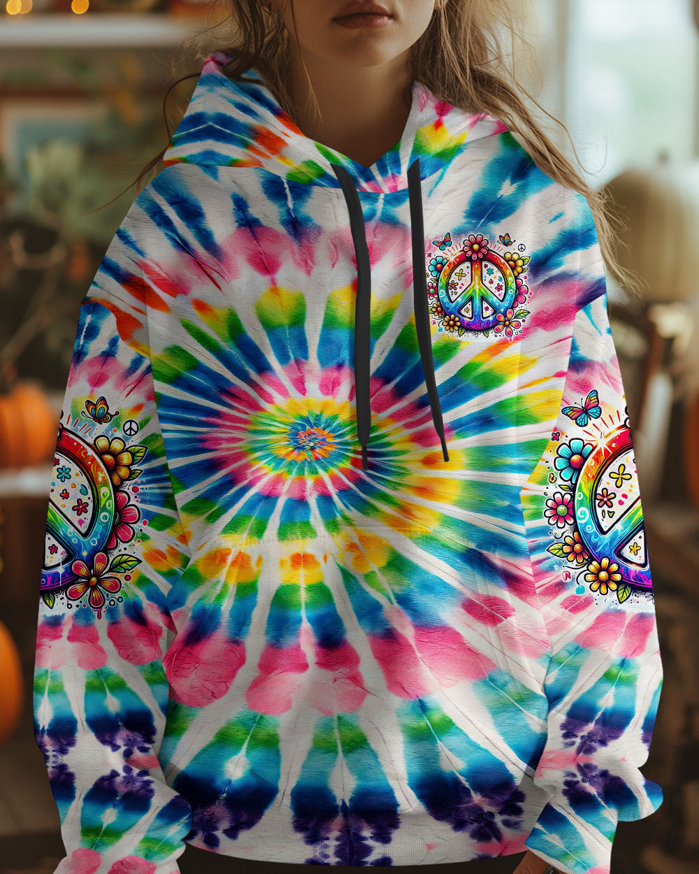 Imagine All the People Living Life in Peace Tie Dye Peace Sign Rainbow Hippie AOP Shirts _6_ 1kl4h