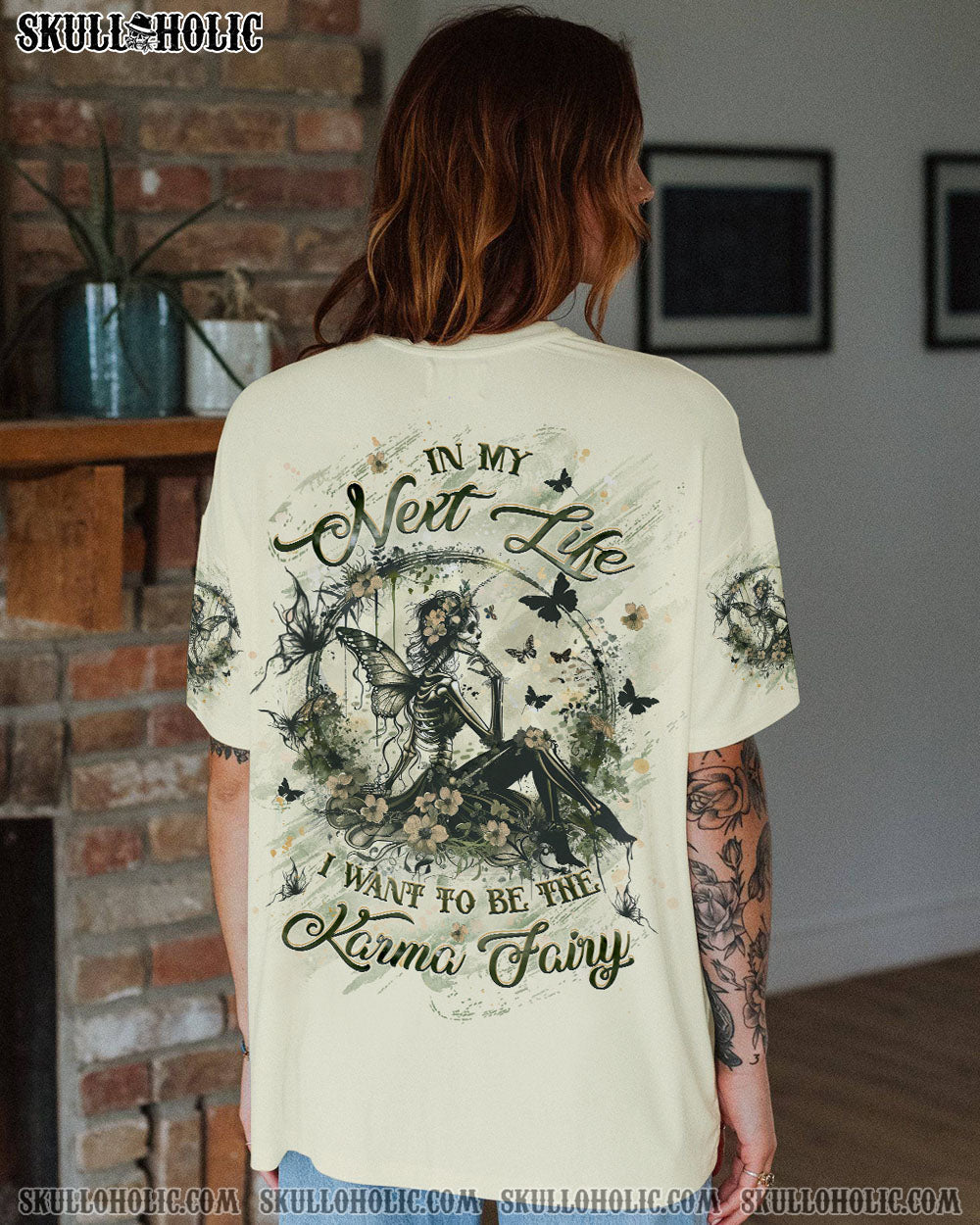 In My Next Life I Want To Be The Karma Fairy Floral Gothic Fairy Graphic for Women AOP Shirt _10_ OS2fs