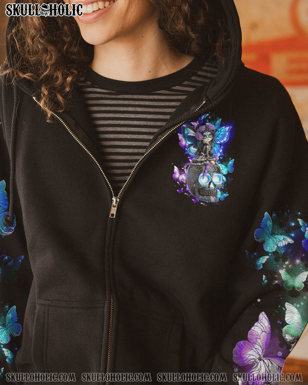 In My Next Life I Want to Be the Karma Fairy Goth Skull and Butterfly Graphic AOP Shirts _6_ 8m1d8