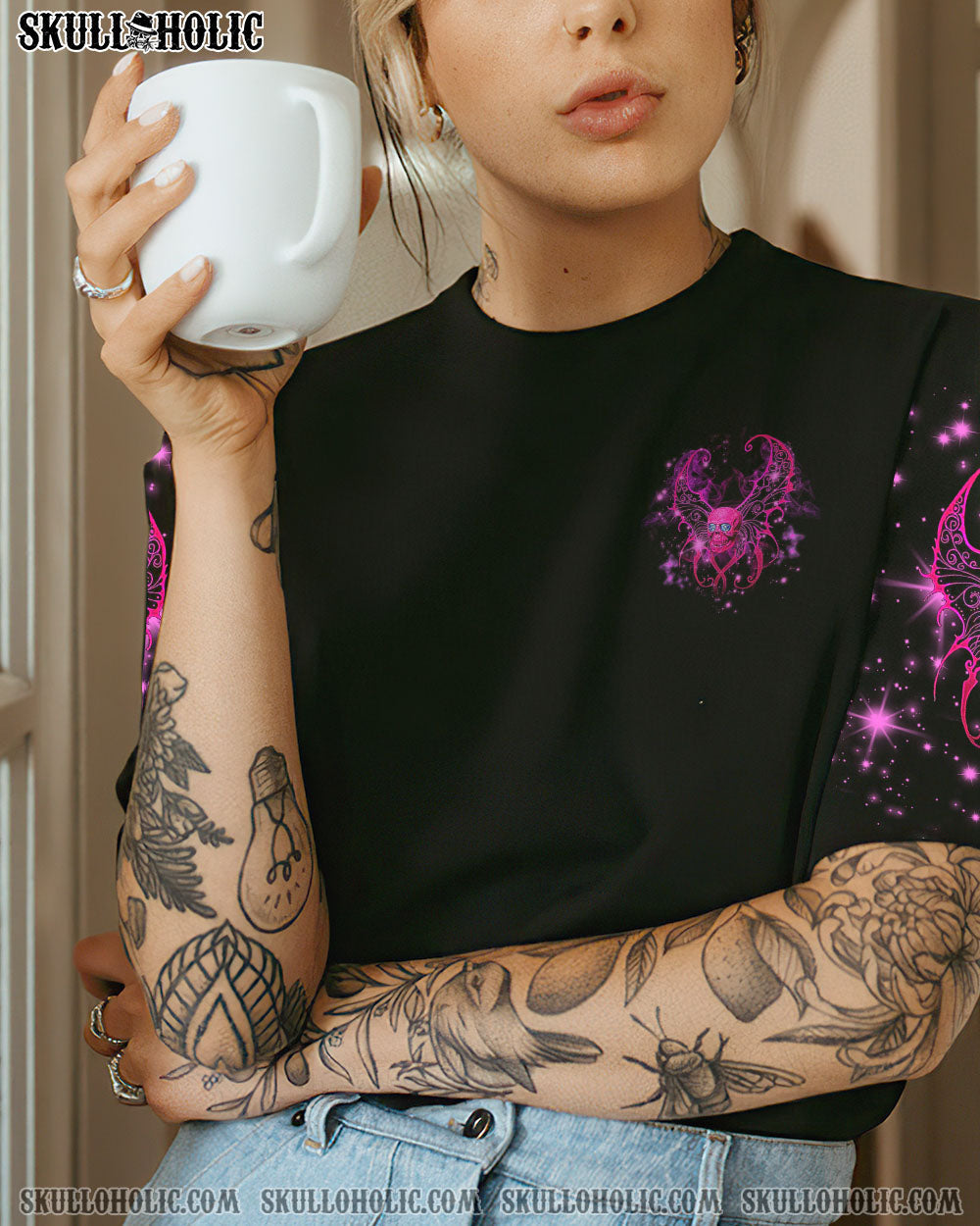 In My Next Life I Want to be the Karma Pink Skull Wings Graphic for Women AOP Shirts _10_ QXLEJ