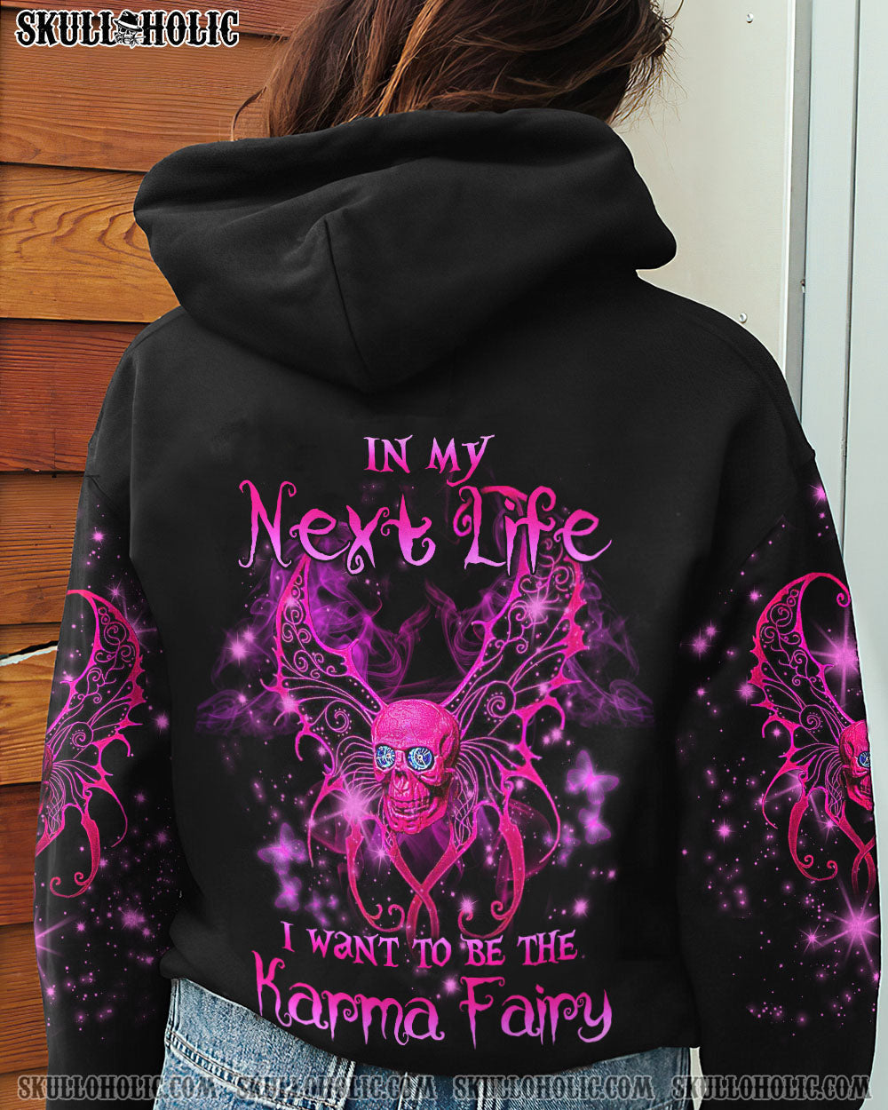 In My Next Life I Want to be the Karma Pink Skull Wings Graphic for Women AOP Shirts _6_ RHILs