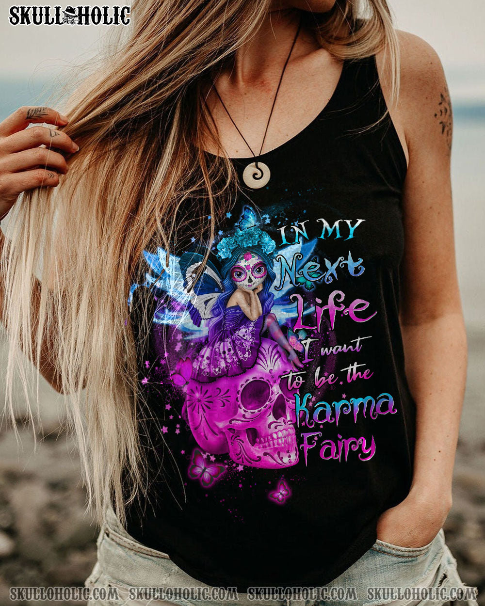In My Next Life I want to be the Karma Fairy Pink Skull and Karma Graphic for Women AOP Shirts _10_ ATx3E