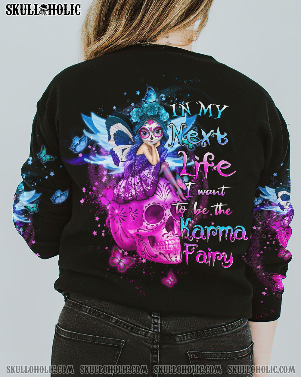 In My Next Life I want to be the Karma Fairy Pink Skull and Karma Graphic for Women AOP Shirts _3_ yb7Nt