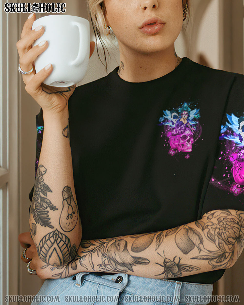 In My Next Life I want to be the Karma Fairy Pink Skull and Karma Graphic for Women AOP Shirts _6_ iVIgm