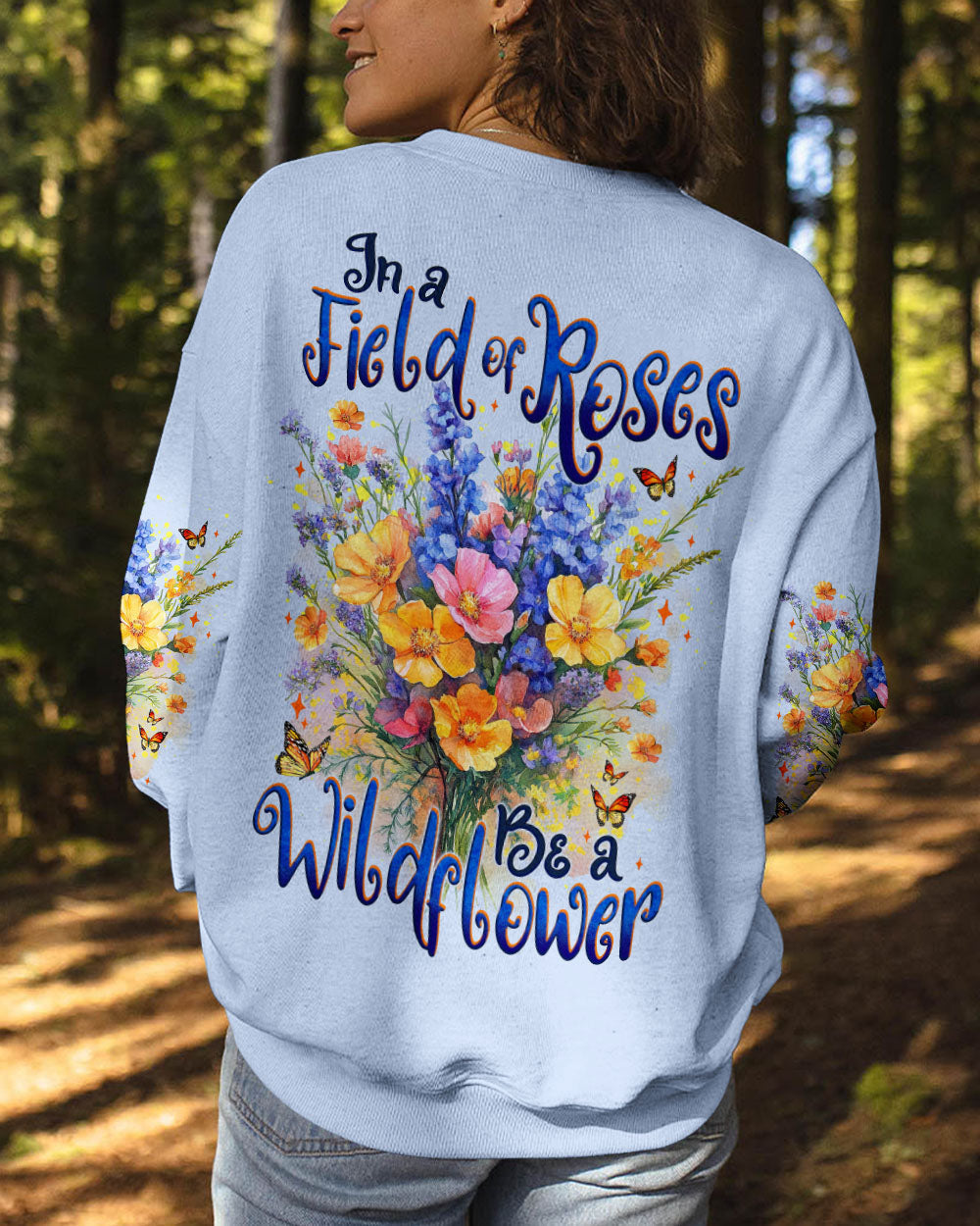 In a Field of Roses Be a Wildflower Vintage Floral Graphic for Women AOP Shirts _5_ 56tSa