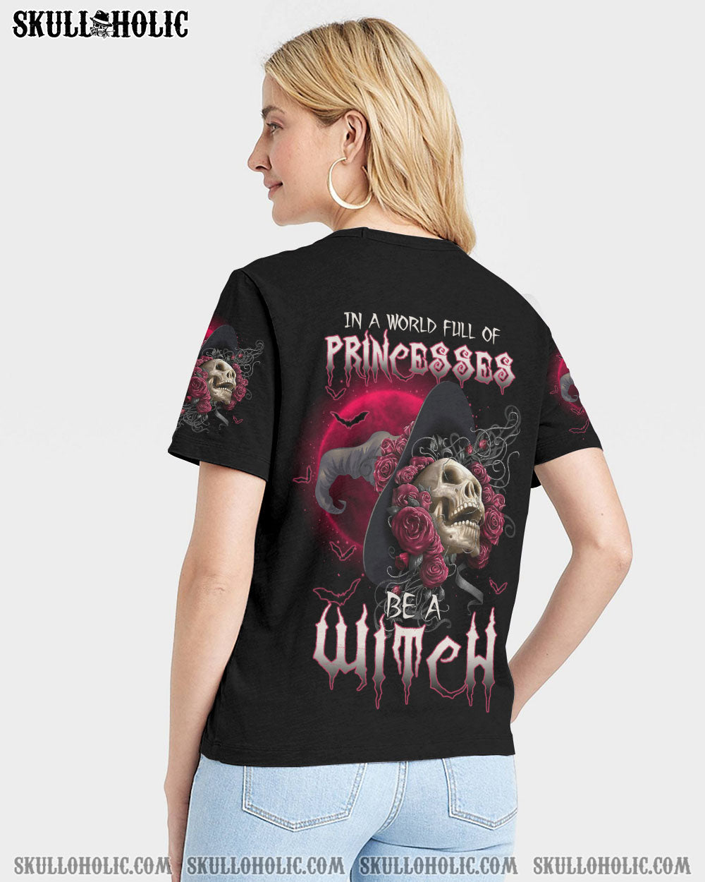 In a World Full of Princesses Be a Witch Skull and Rose Graphic AOP Shirts _11_ 4Kihb