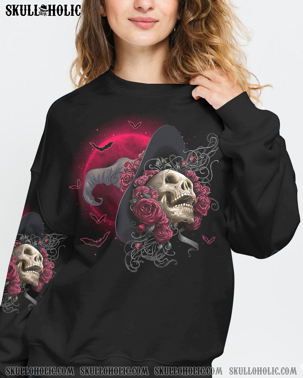 In a World Full of Princesses Be a Witch Skull and Rose Graphic AOP Shirts _4_ ErVvH