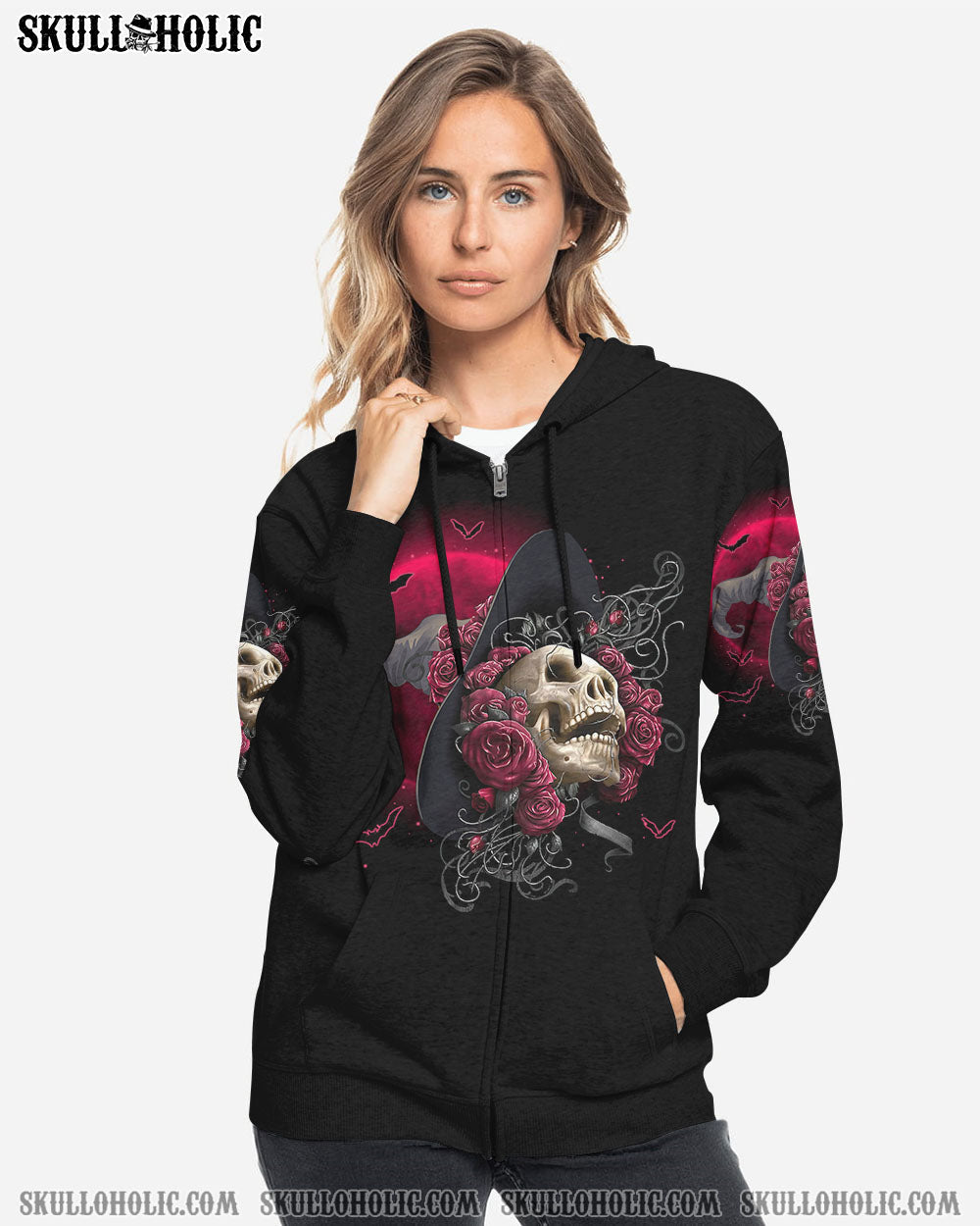 In a World Full of Princesses Be a Witch Skull and Rose Graphic AOP Shirts _6_ Oopl2