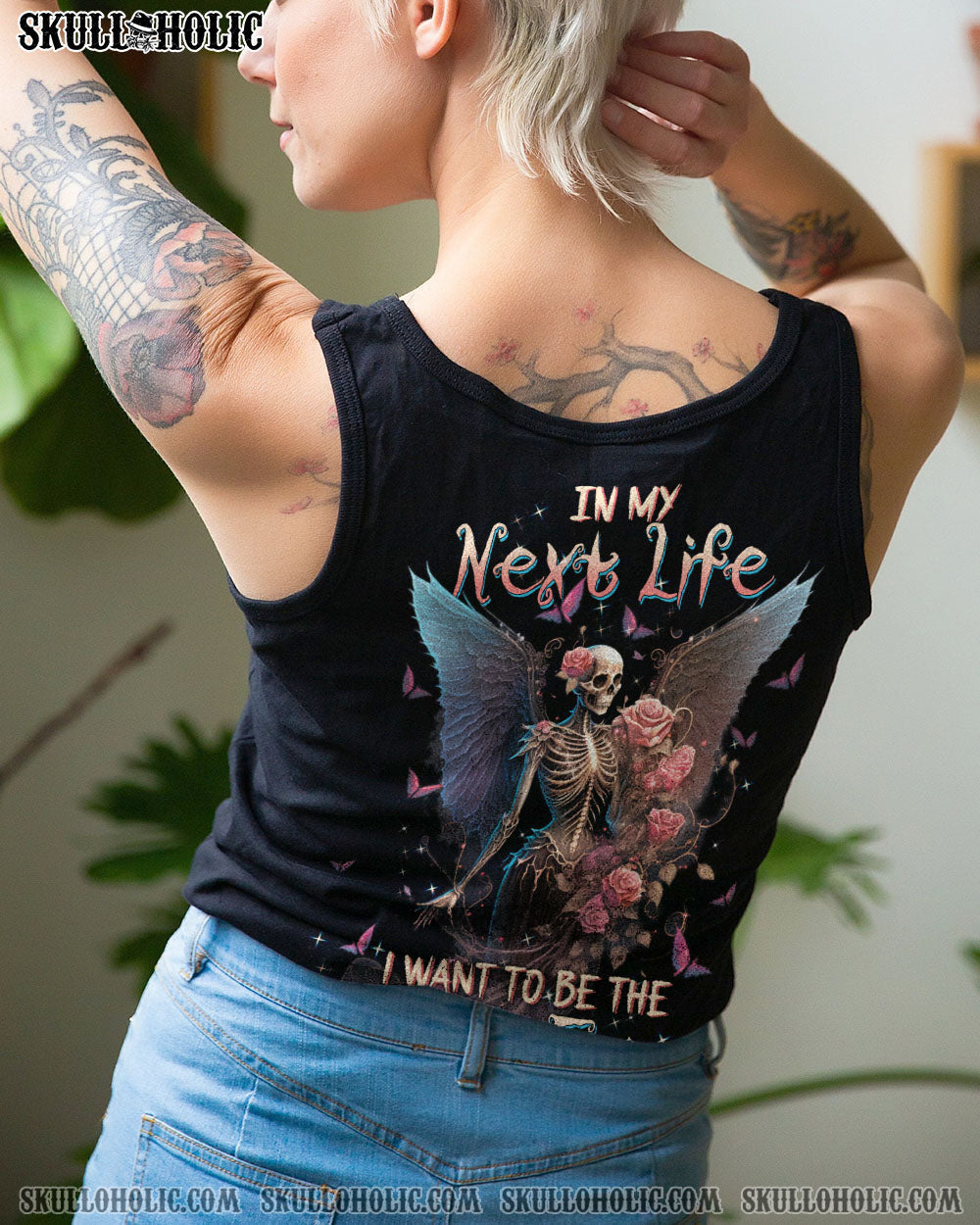 In my next life I want to be the Karma Fairy Skull Gothic Wings Roses AOP Shirts _12_ uEvTl