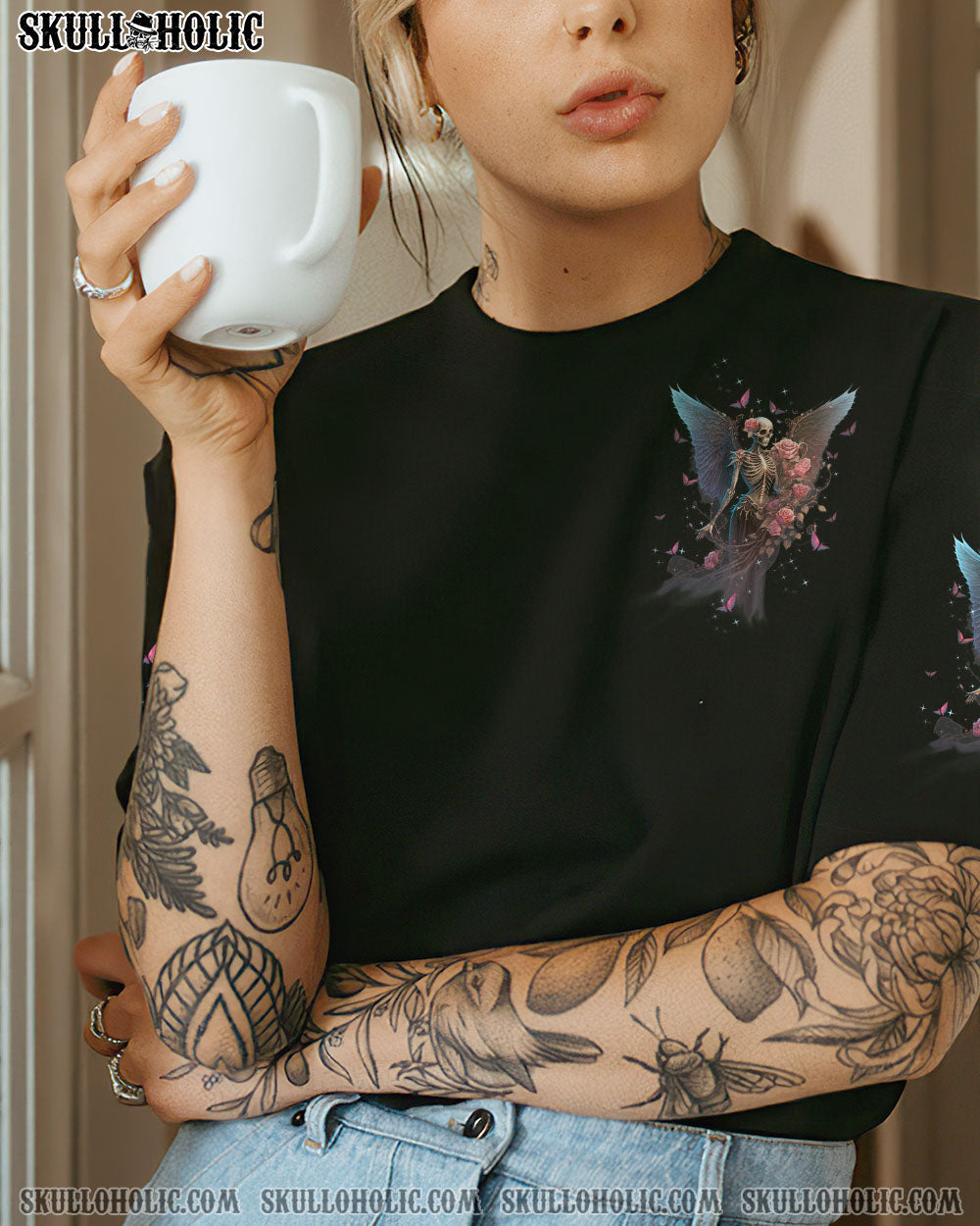 In my next life I want to be the Karma Fairy Skull Gothic Wings Roses AOP Shirts _6_ VqJUV