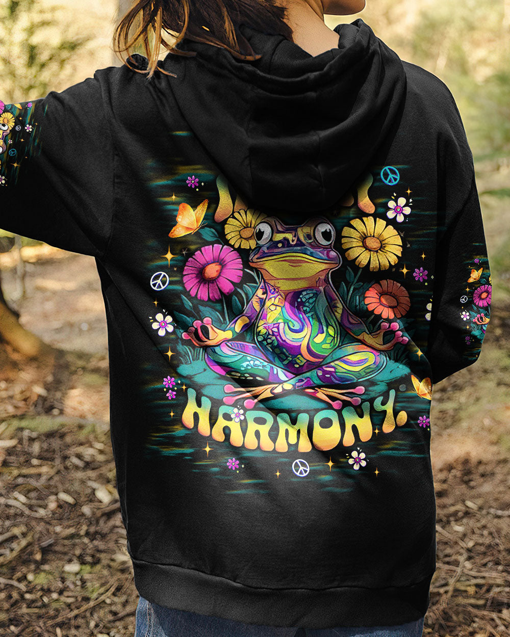 Inner Harmony Hippie Frog Trippy Meditation Psychedelic Graphic AOP Shirts _12_ ktjq9
