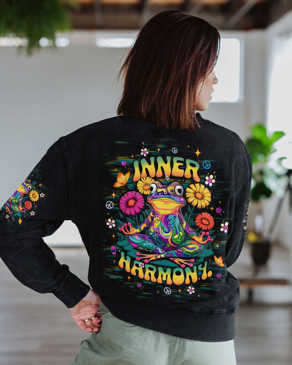 Inner Harmony Hippie Frog Trippy Meditation Psychedelic Graphic AOP Shirts _7_ bPcyX