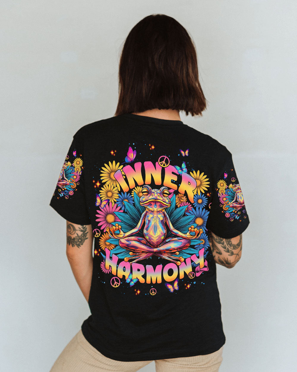 Inner Harmony Hippie Trippy Meditating Frog Tie Dye Style AOP Shirts _10_ vlzzp