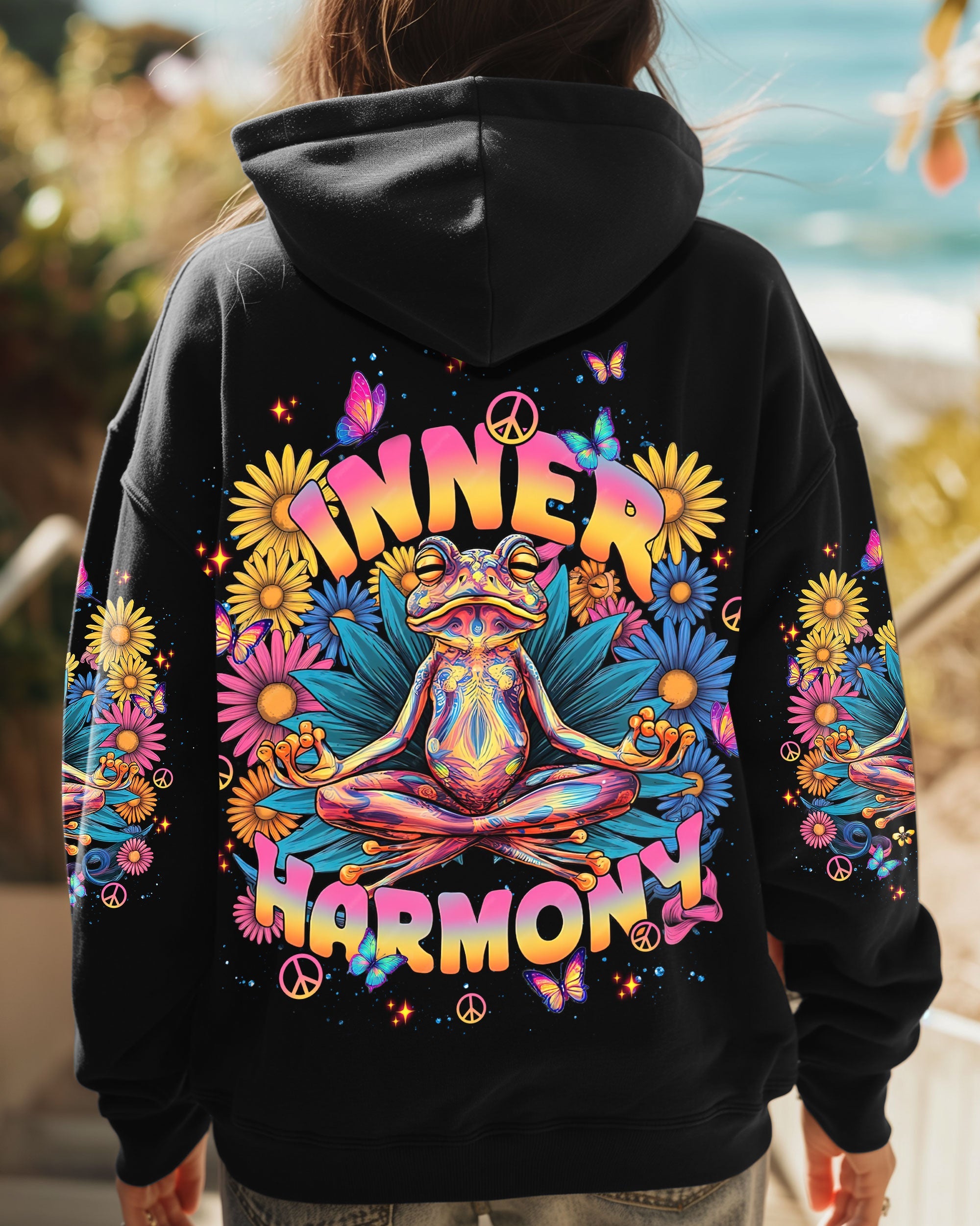 Inner Harmony Hippie Trippy Meditating Frog Tie Dye Style AOP Shirts _1_ Pie61