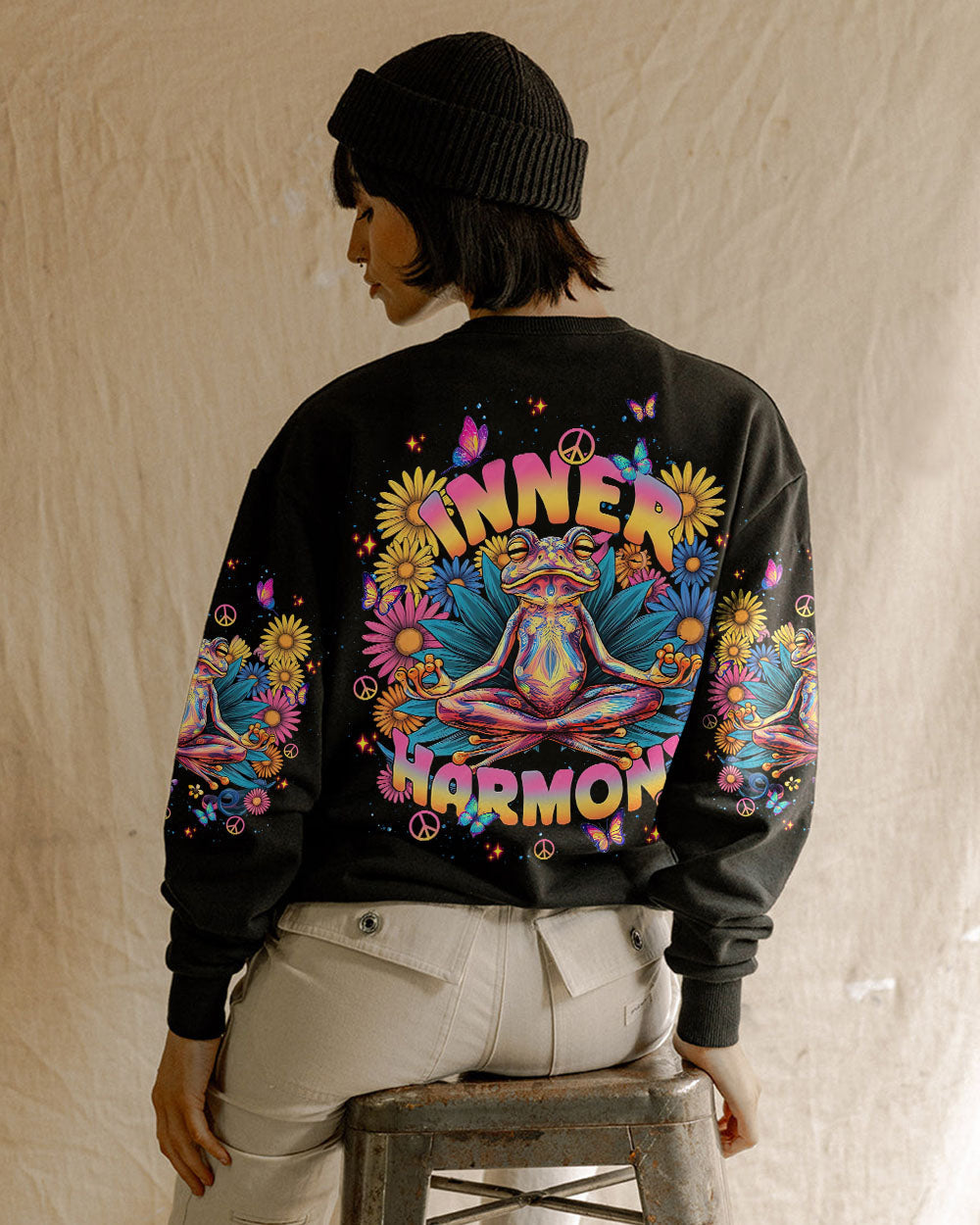 Inner Harmony Hippie Trippy Meditating Frog Tie Dye Style AOP Shirts _3_ 2UCFC