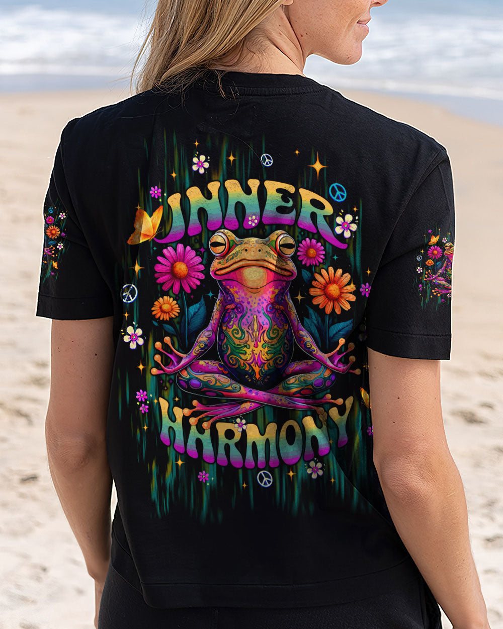 Inner Harmony Psychedelic Meditating Frog Hippie Graphic AOP Shirts _12_ bkUAn