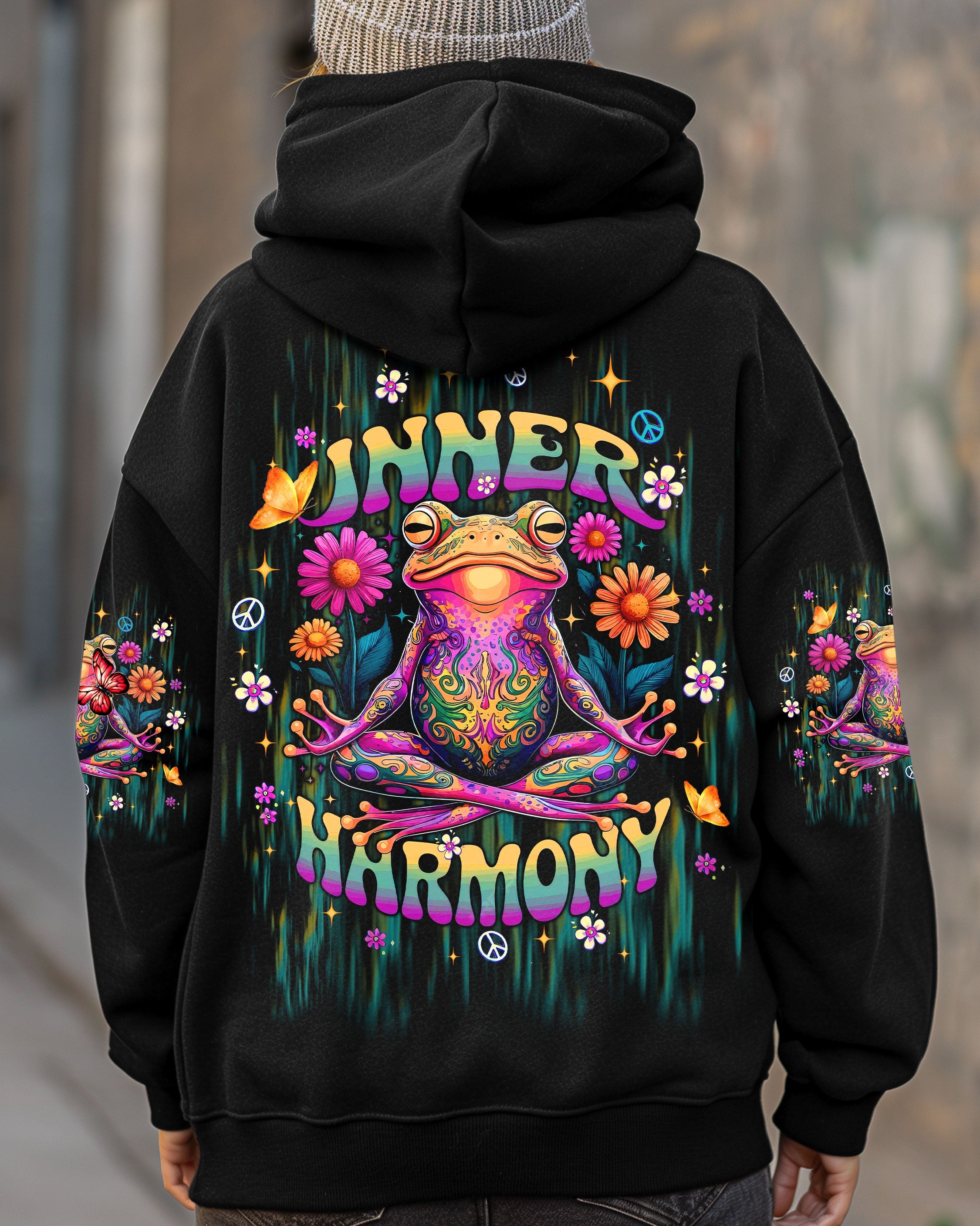 Inner Harmony Psychedelic Meditating Frog Hippie Graphic AOP Shirts _1_ 2rqrj